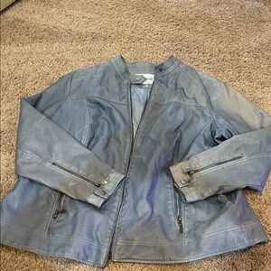 Blue vegan leather jacket, Avenue, men’s large